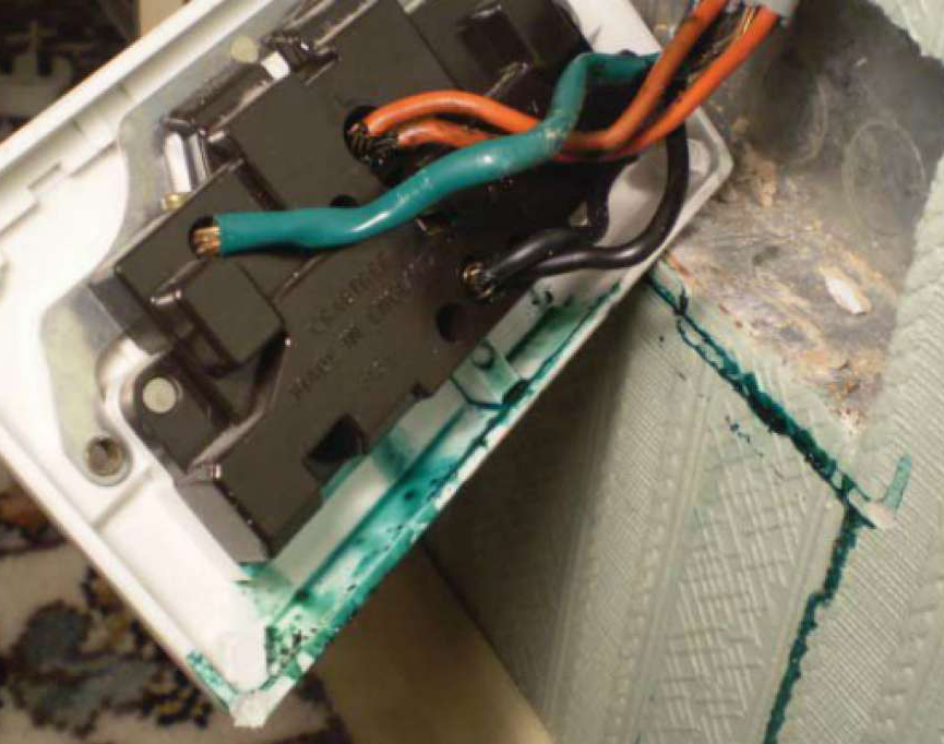 What is the green goo coming out of my twin and earth cable? Why is it